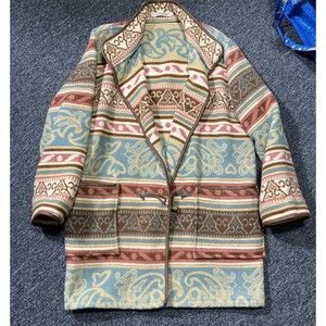 Gallery Size Medium Costa Rica Wool Blend Coat Unisex Aztec Print